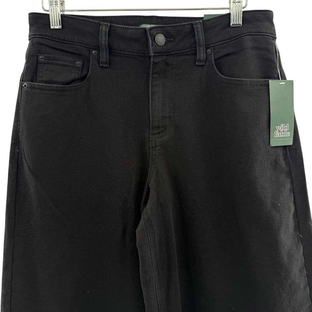 NWT Ultra Wide Leg Black High Stretch Indie Streetwear Jeans Deep Black Size 6 - Picture 3 of 11
